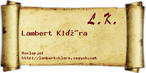 Lambert Klára névjegykártya