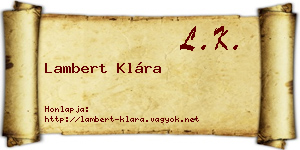Lambert Klára névjegykártya